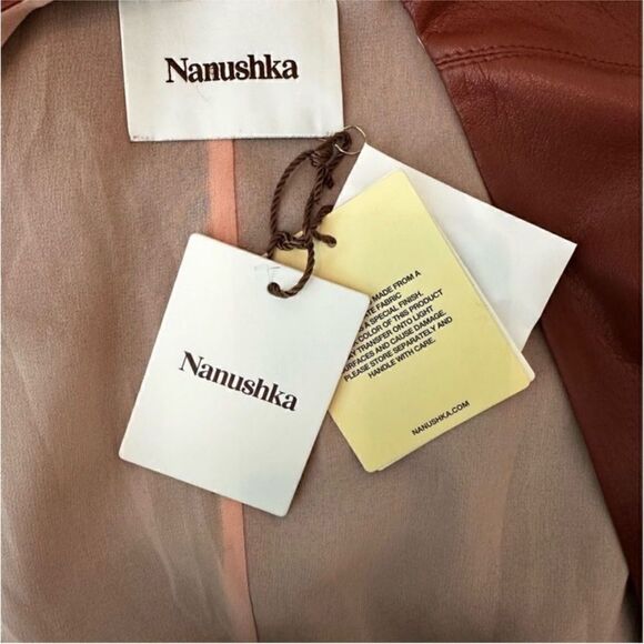 NWT Nanushka Helisa Vegan Leather Ruched
Midi Dress-P1 - Picture 9 of 10